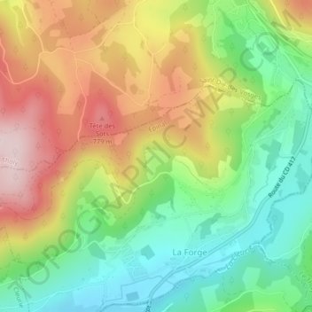 Mappa topografica La Cotiande, altitudine, rilievo