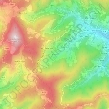 Mappa topografica La Triche, altitudine, rilievo