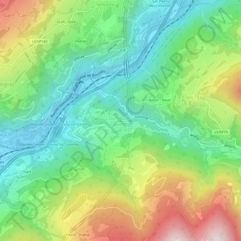 Mappa topografica Gudon, altitudine, rilievo
