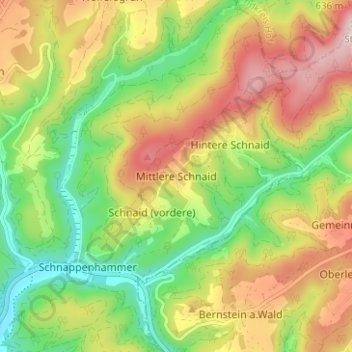 Mappa topografica Mittlere Schnaid, altitudine, rilievo