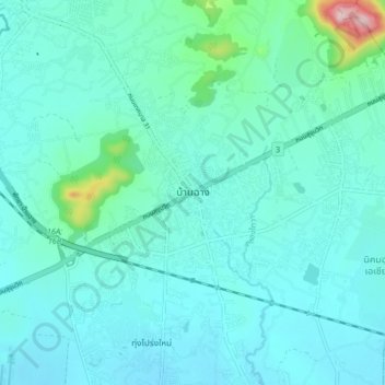 Mappa topografica Ban Chang, altitudine, rilievo