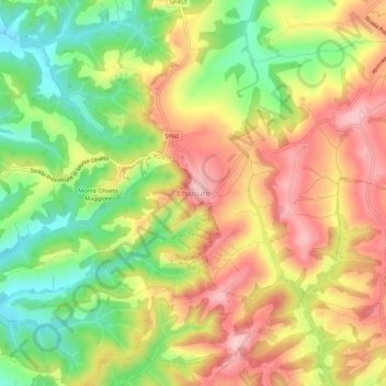 Mappa topografica Chiusure, altitudine, rilievo