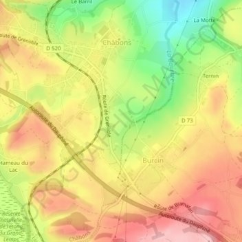Mappa topografica Bourbre, altitudine, rilievo
