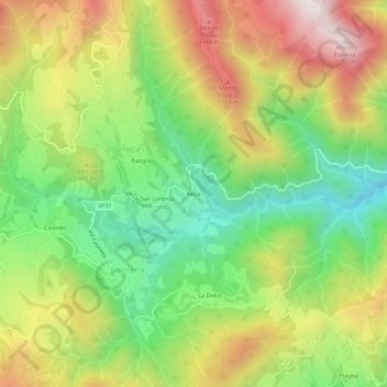 Mappa topografica Noce, altitudine, rilievo