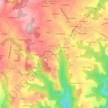 Mappa topografica Le Payas, altitudine, rilievo
