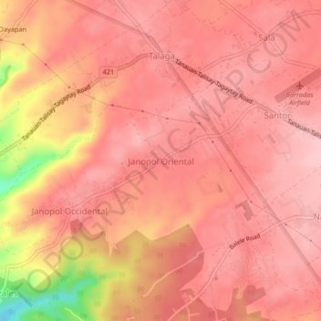 Mappa topografica Janopol Oriental, altitudine, rilievo