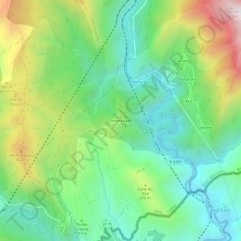 Mappa topografica Piene Haute, altitudine, rilievo