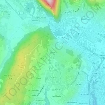 Mappa topografica Macully, altitudine, rilievo