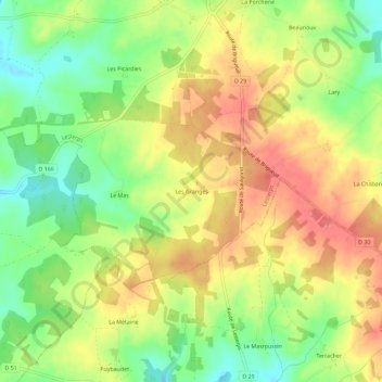 Mappa topografica Les Granges, altitudine, rilievo