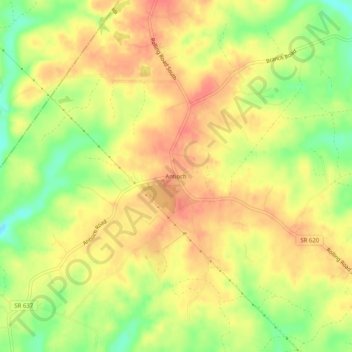 Mappa topografica Antioch, altitudine, rilievo