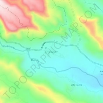 Mappa topografica Chicuasén, altitudine, rilievo