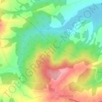 Mappa topografica Darwell Wood, altitudine, rilievo