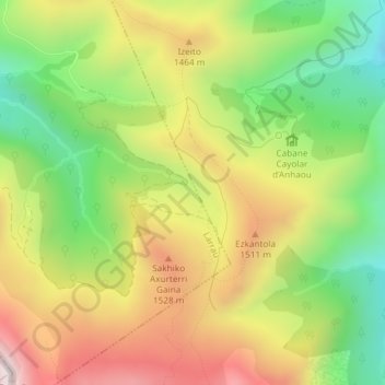 Mappa topografica Sakhia, altitudine, rilievo