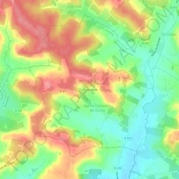 Mappa topografica Peyre Haut, altitudine, rilievo