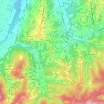 Mappa topografica Vasco, altitudine, rilievo