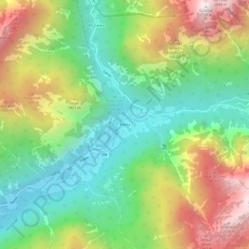 Mappa topografica Trenta, altitudine, rilievo