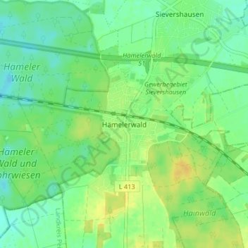 Mappa topografica Hämelerwald, altitudine, rilievo