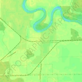 Mappa topografica Thompsons, altitudine, rilievo