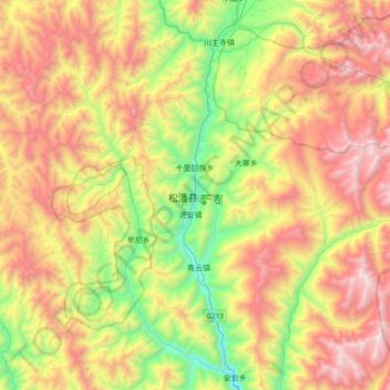 Mappa topografica 松潘县, altitudine, rilievo
