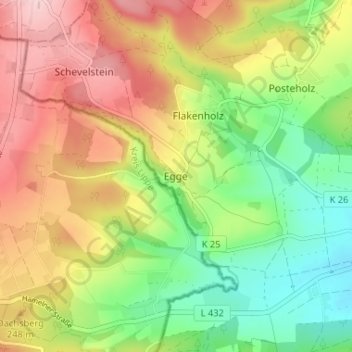 Mappa topografica Egge, altitudine, rilievo
