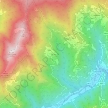 Mappa topografica Lenzari, altitudine, rilievo