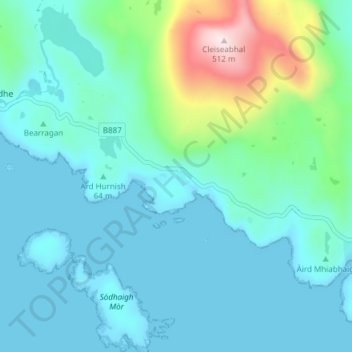 Mappa topografica Cliasmol, altitudine, rilievo
