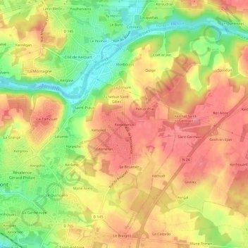 Mappa topografica Kerpotence, altitudine, rilievo
