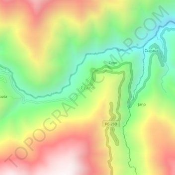 Mappa topografica Ccano, altitudine, rilievo