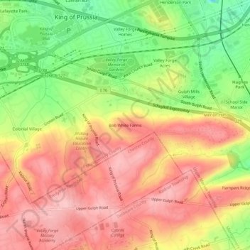 Mappa topografica Bob White Farms, altitudine, rilievo