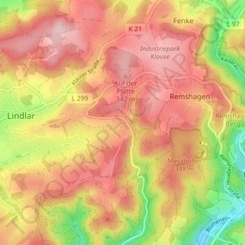 Mappa topografica Eichholz, altitudine, rilievo