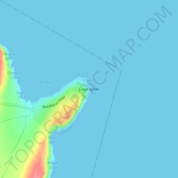 Mappa topografica Cape Spear, altitudine, rilievo