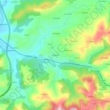 Mappa topografica La Rotella, altitudine, rilievo