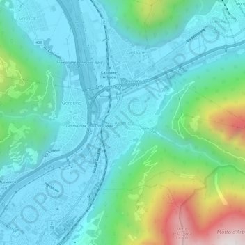 Mappa topografica Arbedo, altitudine, rilievo