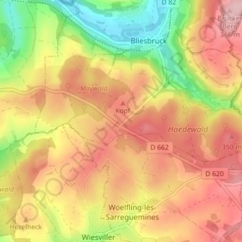 Mappa topografica Hermeskappel, altitudine, rilievo