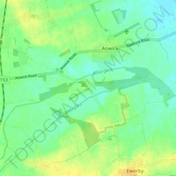 Mappa topografica Haverholme, altitudine, rilievo