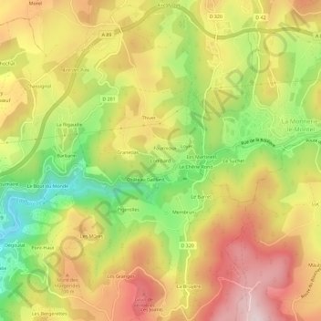 Mappa topografica Lombard, altitudine, rilievo