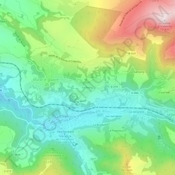 Mappa topografica Le Pessy, altitudine, rilievo
