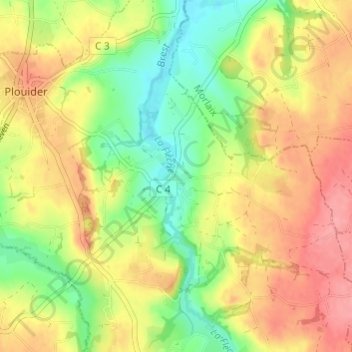 Mappa topografica Castellic, altitudine, rilievo