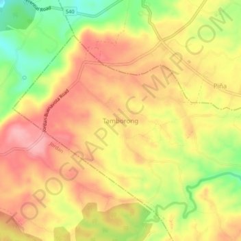 Mappa topografica Tamborong, altitudine, rilievo