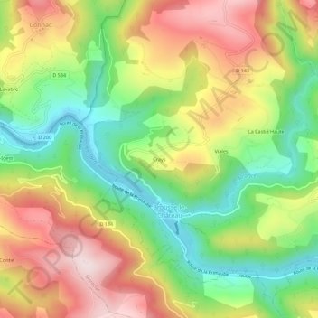 Mappa topografica Crays, altitudine, rilievo