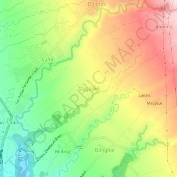Mappa topografica Magaswi, altitudine, rilievo