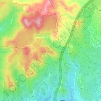 Mappa topografica Los Ruices, altitudine, rilievo