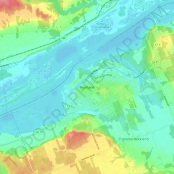 Mappa topografica Rockland, altitudine, rilievo