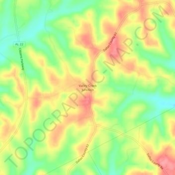 Mappa topografica Valley Creek Junction, altitudine, rilievo