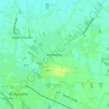 Mappa topografica Altenoythe, altitudine, rilievo