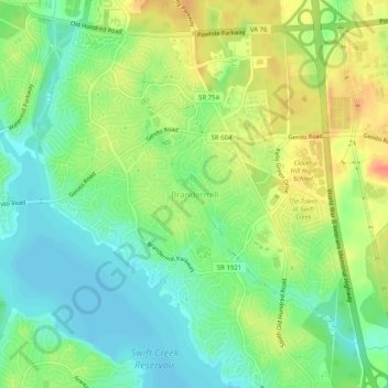 Mappa topografica Brandermill, altitudine, rilievo