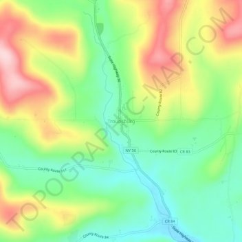 Mappa topografica Troupsburg, altitudine, rilievo