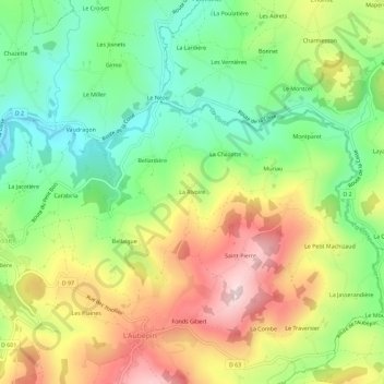 Mappa topografica La Rivoire, altitudine, rilievo