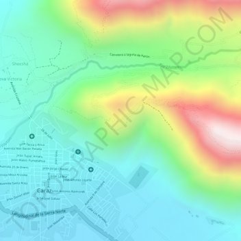 Mappa topografica San Juan Mountain, altitudine, rilievo