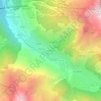 Mappa topografica La Chenarie, altitudine, rilievo